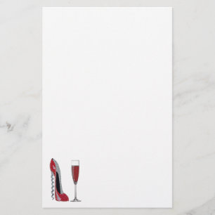 Korkenzieher-rotes Stilett-und Rotwein-Kunst Briefpapier