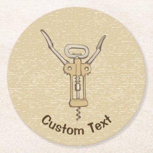 Korkenzieher Runder Pappuntersetzer