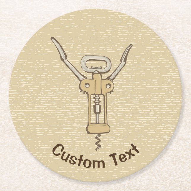 Korkenzieher Runder Pappuntersetzer (Vorderseite)