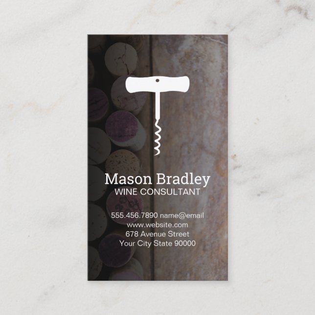 Korkenzieher Weinöffner | Korken in Tabelle Visitenkarte (Vorderseite)