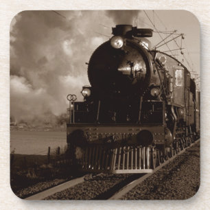 Korkuntersetzer Vintage Sepia-Dampflokomotive Zug Untersetzer