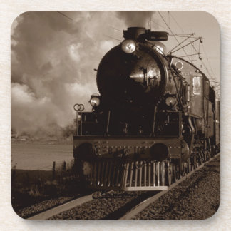 Korkuntersetzer Vintage Sepia-Dampflokomotive Zug Untersetzer