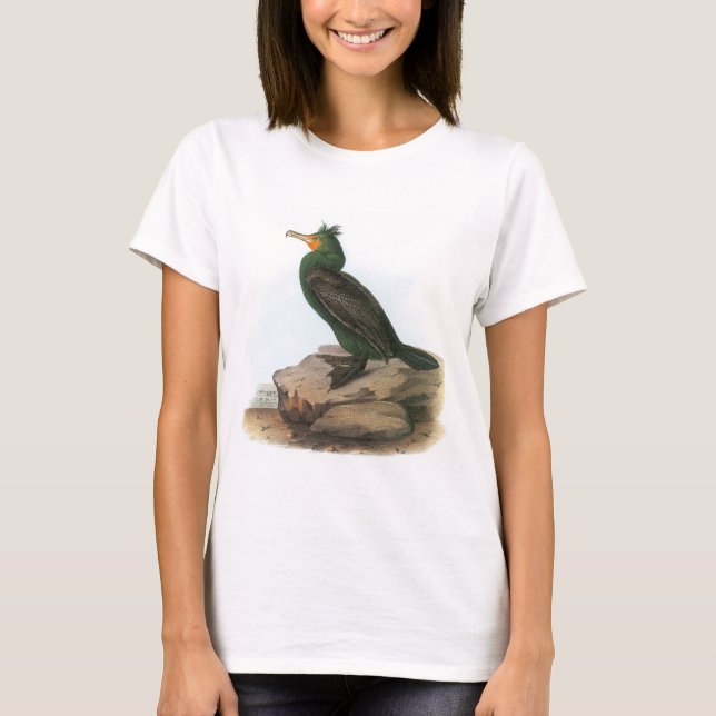Kormoran Doppelt-mit Haube durch Audubon T-Shirt (Vorderseite)