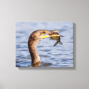 Kormoran mit Fisch Leinwanddruck