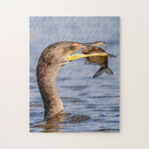 Kormoran mit Fisch Puzzle