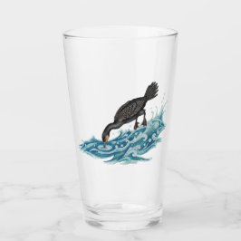 Kormoranfischen in Wellen Glas