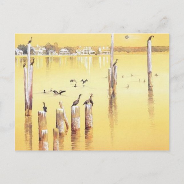 "Kormorants" Wasserfarben-Beach-Vögel Postkarte (Vorderseite)