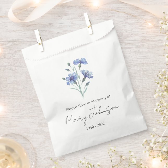 Kornblume | Einfaches Samenpaket Begräbnis  Geschenktütchen (Ausgeschnitten)