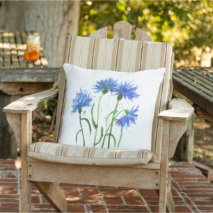 Kornblumen blaue Blumen Aquarell Sommer Trend Kissen