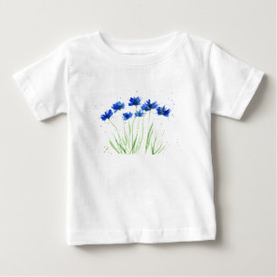 Kornblumen Blaue Blumen Gartenkunst Aquarell Baby T-shirt
