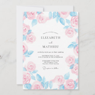 Kornblumen-Pastellrosa-Blüten-Hochzeit Einladung