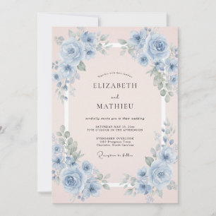 Kornblumen-Perlen-Blüten-Hochzeit Einladung