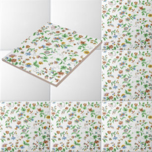 Kornblumen-Rosen- und Duftwicken-Muster im Vintage Fliese