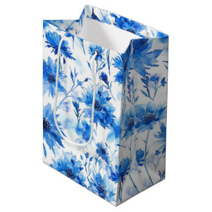 Kornblumen-Typ Blaue Blume im Aquarellstil Mittlere Geschenktüte
