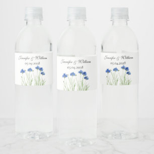 Kornblumen Wildblumen Blumen Aquarell Hochzeit Wasserflaschenetikett