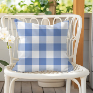 Kornblumenblau kariert Gingham-Karo-Muster Kissen