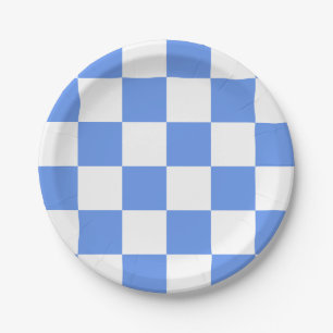 Kornblumenblau-weiß kariert pappteller