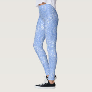 Kornblumenblaue Symmetrie-Mandala Leggings