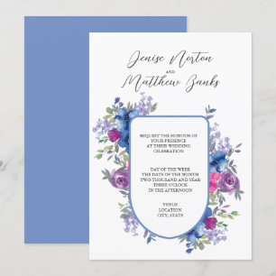 Kornblumenblaue und weiße Hochzeitseinladung Einladung