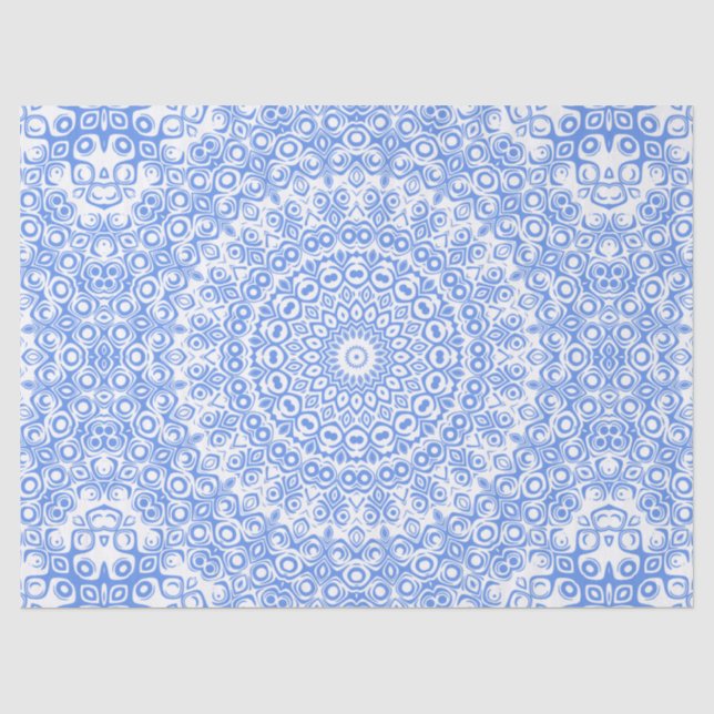 Kornblumenblaues Mandala-Muster Seidenpapier (Vorderseite)