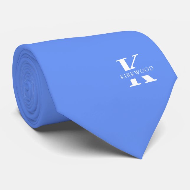 kornblumme | Elegantes Monogramm + Name Krawatte (Gerollt)