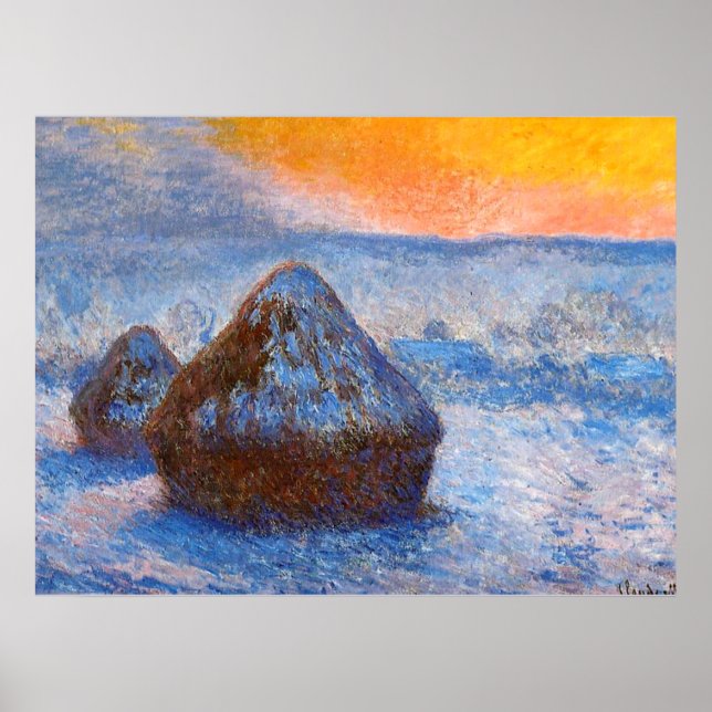 Körnchen bei Sonnenuntergang, Schneeeffekt, Poster (Vorne)