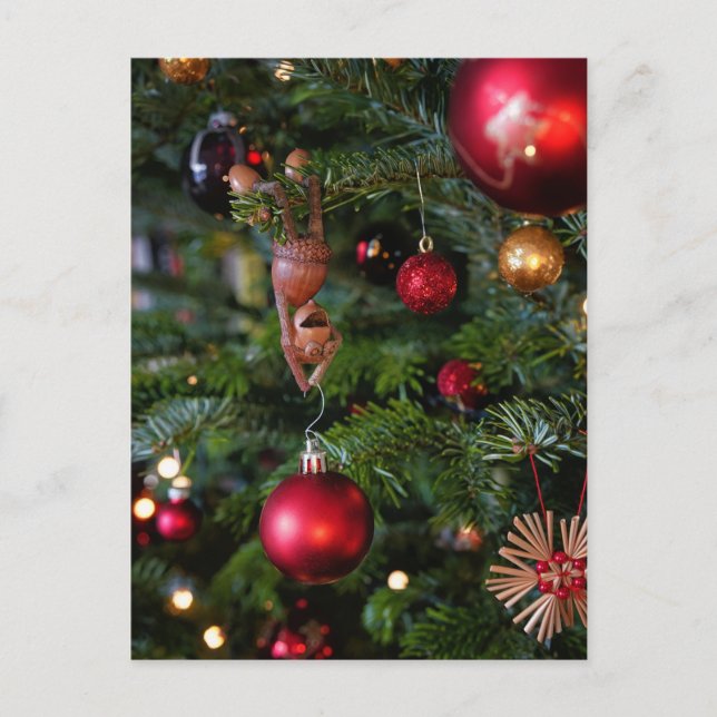 Kornelfen schmücken Weihnachtsbaum - Weihnachten Postkarte (Vorderseite)
