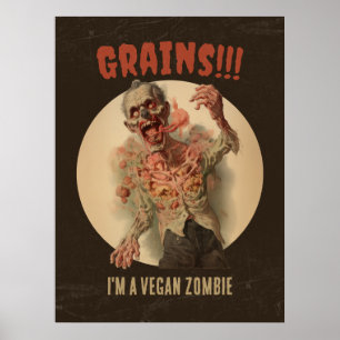 Körner Ich bin ein Veganer Zombie Funny Vintager H Poster