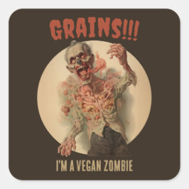 Körner Ich bin ein Veganer Zombie Funny Vintager H Quadratischer Aufkleber