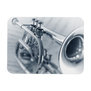 Kornett auf Musik-Blättern Magnet