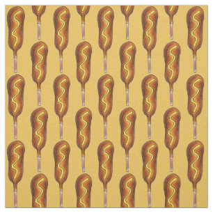 Kornhund Hot Dogs auf einem Stick mit Senf Stoff
