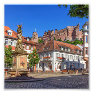 Kornmarkt und Schloss in Heidelberg, Deutschland Fotodruck