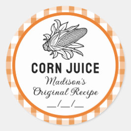 Kornsaftaufkleber mit orangefarbenem kariertem Mus Runder Aufkleber