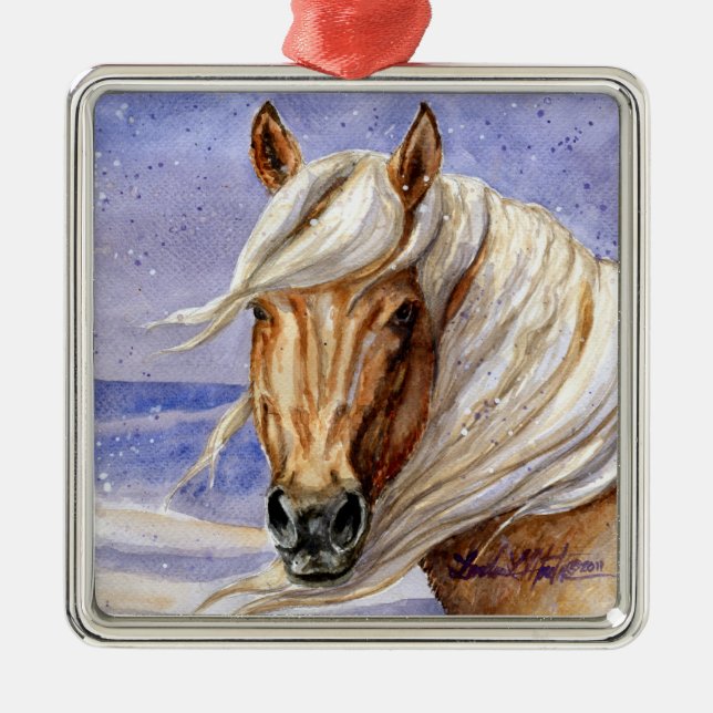 Koronaberühmte wilde Stallions-Verzierung Silbernes Ornament (Vorne)