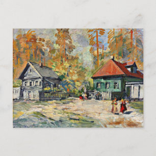 Korovin - Herbst in einem russischen Dorf Postkarte