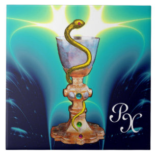 KÖRPER DER HYGEIA MONOGRAM-MEDIZIN, Pharmazie Blau Fliese