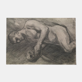 Körper eines Mannes, der einen Schädel hält (von A Fußmatte