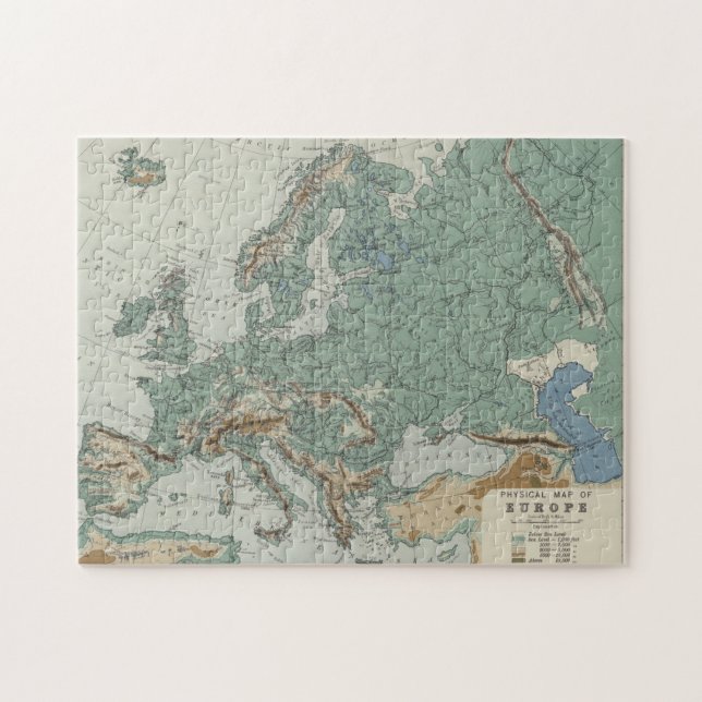 Körperliche Karte von Europa Puzzle (Horizontal)