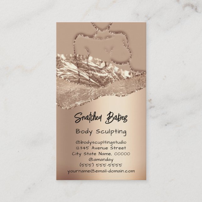 Körpermodellierung Kosmetik Logo QR Code Rose Glam Visitenkarte (Vorderseite)