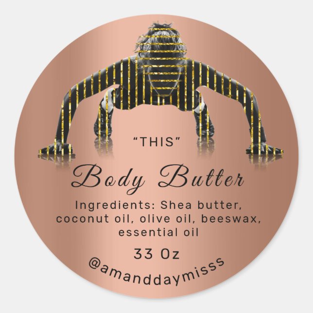 Körperölbalsam Kosmetische Fitness Pflege Schwarze Runder Aufkleber (Vorderseite)