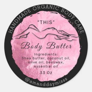 Körperpflege Butter Balsam Verpackung Rosa Rose Runder Aufkleber