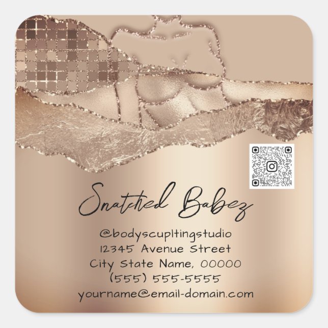 Körperpflege Kosmetiklogo QRCode RoseGold Quadratischer Aufkleber (Vorderseite)