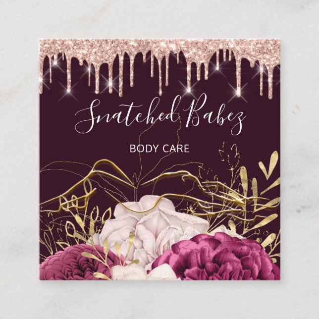 Körperpflege Skulptur QRCODE Rose Blume Bordeaux Quadratische Visitenkarte (Vorderseite)