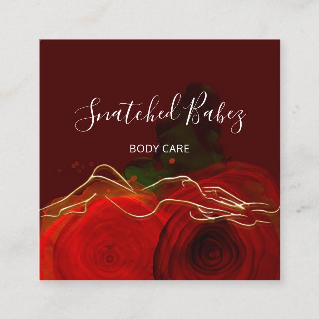 Körperpflege Skulptur QRCODE Rose Red Burgund Flor Quadratische Visitenkarte (Vorderseite)