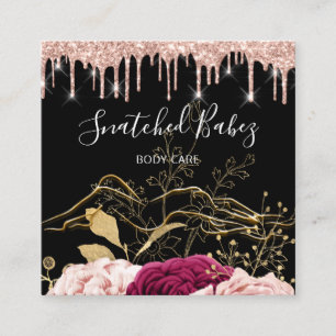 Körperpflege Skulptur von QRCODE Black Gold Rose T Quadratische Visitenkarte