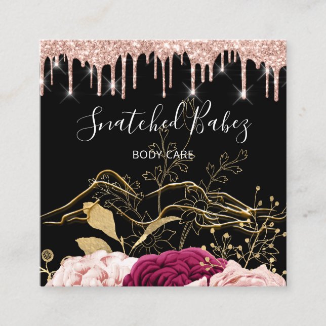 Körperpflege Skulptur von QRCODE Black Gold Rose T Quadratische Visitenkarte (Vorderseite)