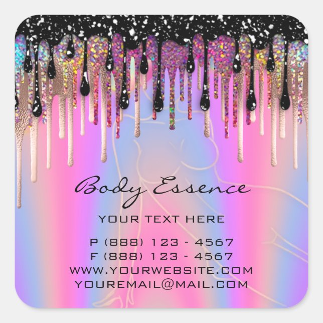 Körperpflegeseife Balm Kosmetikshop Pink Holograph Quadratischer Aufkleber (Vorderseite)