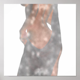 Körperstudie an Frauen Rosa Rose Gray Delicate Omb Poster