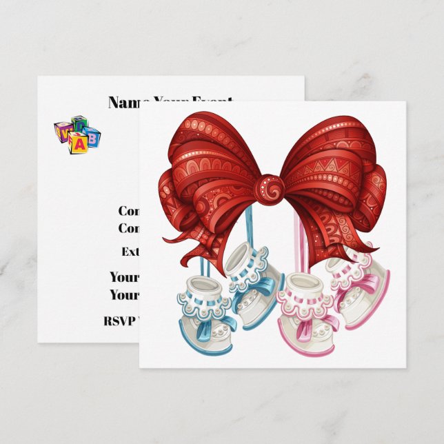 Korrekte Babydusche Einladung (Vorne/Hinten)