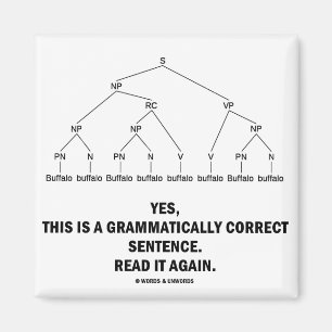 Korrekter Satz des Büffel-(8mal) grammatisch Magnet